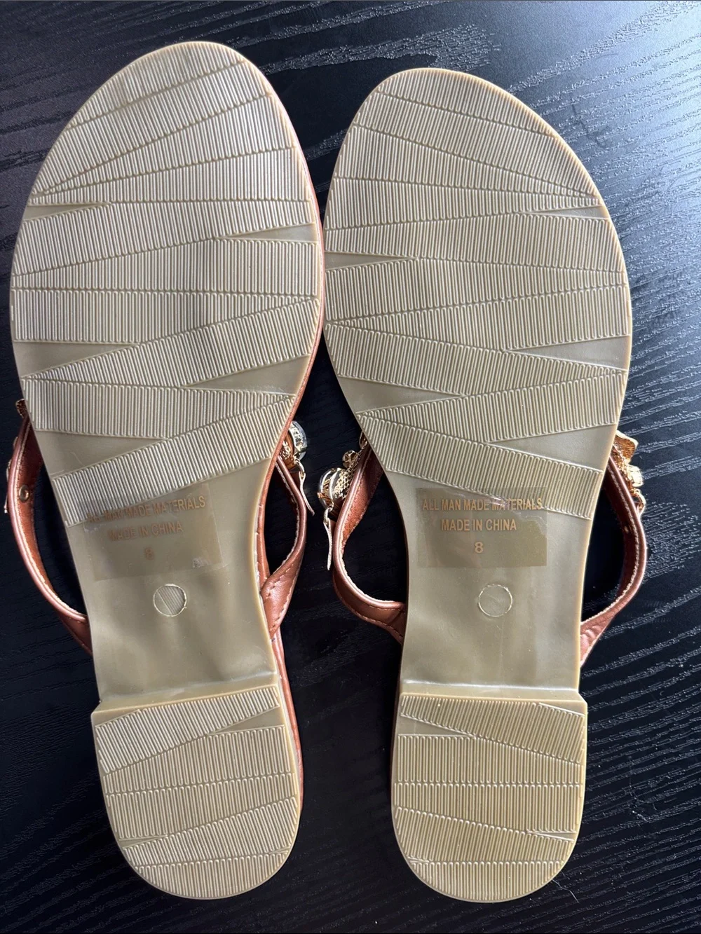 Women’s Brown Conch Shell Hardware Flip Flops